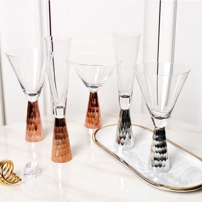 China Copper base Copper Base Lead Free Crystal Wine Glasses Copper Martini Glasses for sale