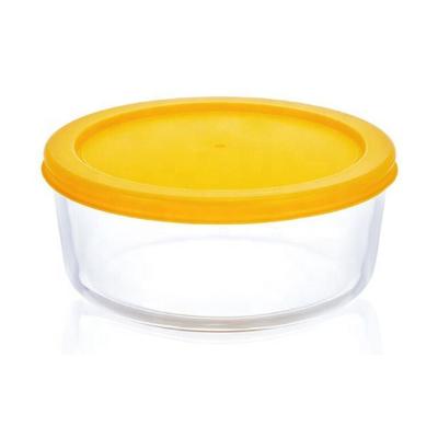 China Sustainable Set of 4 Heat Resistant Borosilicate Glass Salad Storage Bowls Set with Lids for sale