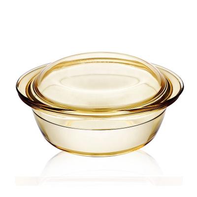 China Sustainable Amber and Clear Heat Resistant Glassware Borosilicate Glass Casserole for sale