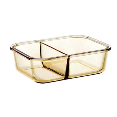 China Sustainable Amber Borosilicate Glass Container Bowl Containers with Segmentation for sale