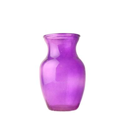 China Machine made Machine Made Colored Glass Flower Vases Machine Made Color Sprayed Glass Urn Vases for sale