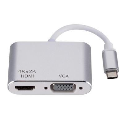 China LAPTOP New 2 in 1 4K Ultra HD Type-C USB 3.1 to HDMI VGA Converter Adapter for MacBook PC Video Converter Type-C to HDMI/VGA Adapter for sale