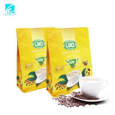 China Customized Valve Pouch Moisture Proof Ziplock Packing Flat Bottom Coffee Packaging Bags Roast Coffee Bag for sale