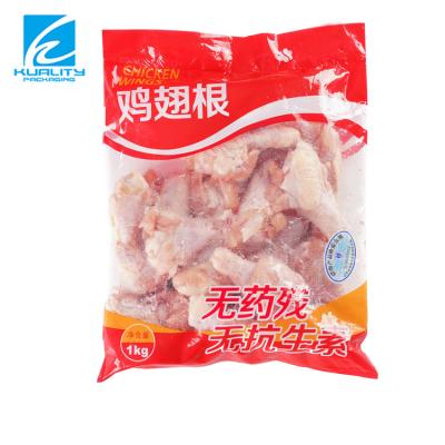 China Barrier Customized Laminated Side Seal Three Liner Bag With Clear Window For Chicken Wing for sale