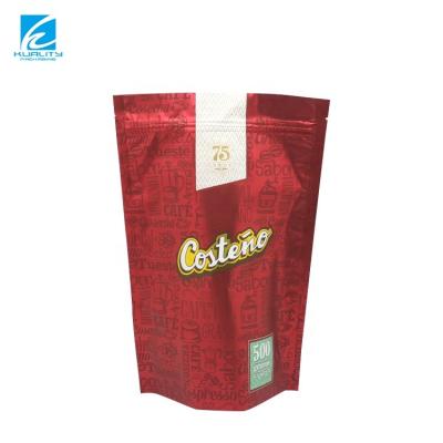 China Custom Printed Red Smell Moisture Proof Resist Plastic Mylar Foil Bag Stand Up Pouch Coffee Bag With Zipper for sale