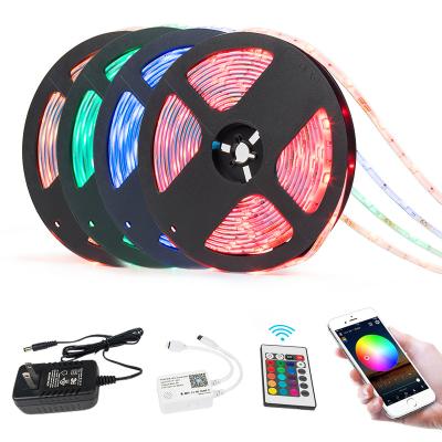 China Residential In Stock 30led/m 5 ledstrip 10 Meter Smart RGB Alexa Light 5050 RGB Led Strip Kit for sale