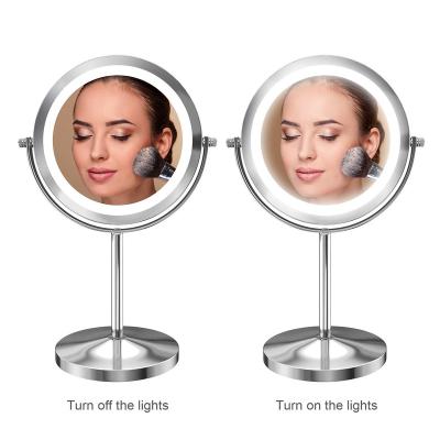 China Makeup Tool/Gift 10X Degree Double Side 360 ​​Round Magnifying Mirror Battery Operated Magnified Lightweight Standing Vanity Mirror Makeup Mirror for sale