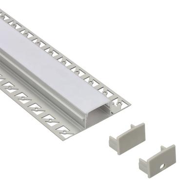 China Recessed Plaster Lighting Aluminum Front Lighted Ledge Profile Plaster Led Aluminum Profile Led Channel Plaster for sale