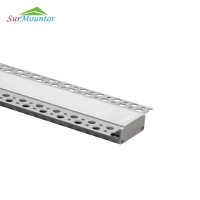 China W008 Ceiling / Ceiling Wall Embedded Aluminum Led Profile Recessed 36mm With Wings for sale