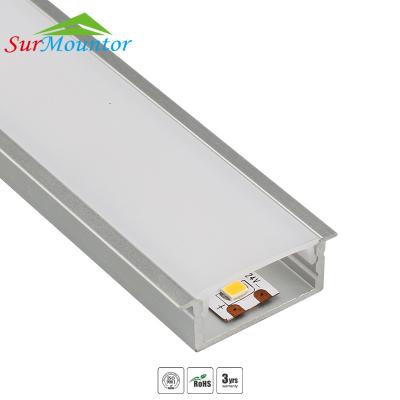 China Recessed Led Light Bar 2810 Shallow Led Profile Recessed Led Optical Guide 20mm Wider Aluminum Profile With PC Diffuser for sale