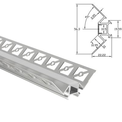 China For corner recessed interior corner bracket led aluminum profile plaster recessed led profile for interior corner for sale