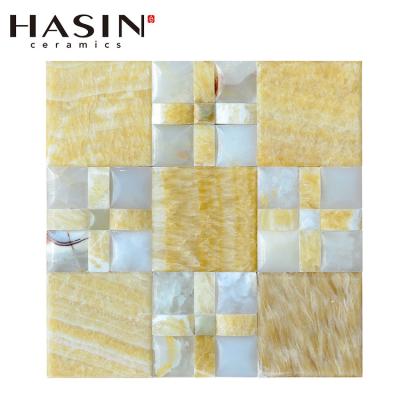 China Modern Stone Jade Mosaic Foshan Bathroom Wall Stone Mosaic Tiles for sale