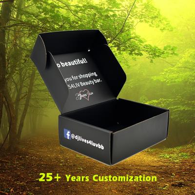 China Recycled Materials Black Since 1996 Folding Gift Mailing Corrugated Logo Black Shipping Boxes Mailer Box Custom Paper Boxes For Dress for sale