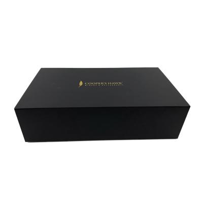 China Luxury Black Recycled Materials Matt Lamination Packaging Paper Box Cardboard Wine Glass Gift Box Large for sale