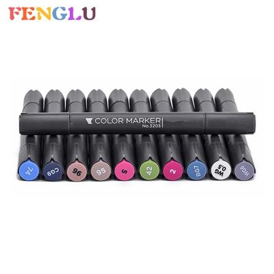 China PP Plastic Double Tip Alcohol Marker Pen Black Body for sale