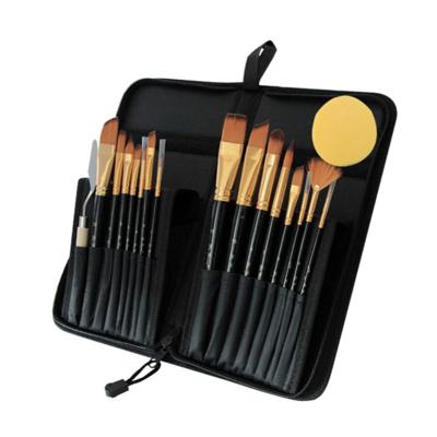 China 17pcs Artist Brush Nylon Hair Nylon Canvas Case for sale