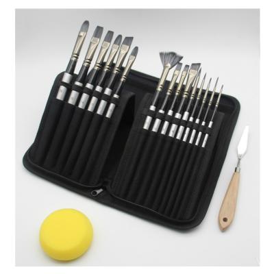 China Amazon New 17pcs Artist Paintbrush Silver Nylon Handle for sale