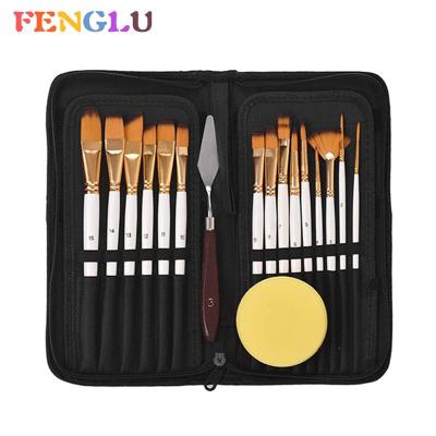 China 15pcs Artist Brush Set Nylon Paintbrush for Oil Watercolor Gouache Acrylic Painting for sale