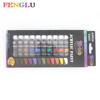 China 12colors Artist Acrylic Paint Non-Toxic Color 12ml Tube for sale