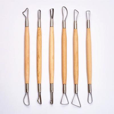 China 6pcs Regular Flat Wire Knives Pottery Clay Tools Wood Carving Tools Carving Tool Kit for sale