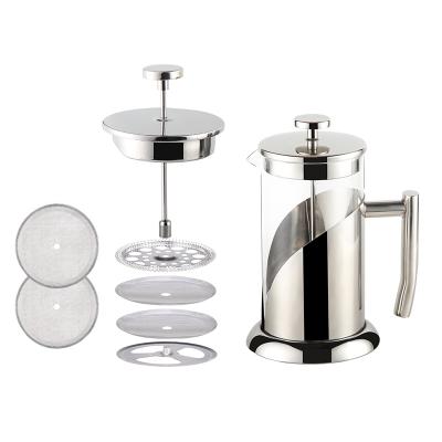 China Sustainable Manufacturer 304 Grade Stainless Coffee Glass And Borosilicate French Press for sale