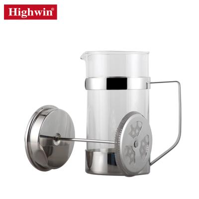 China Highwin Sustainable Factory Customized French Press Coffee Tea 350ml-1000ml Borosilicate Glass Coffee Maker for sale