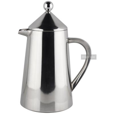 China Who respects the environment. Easy to Use Highwin Factory Stainless Steel Double Wall French Press Steel Coffee Maker Cafeteira for sale