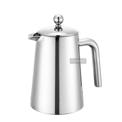 China Sustainable 304 Grade Stainless Steel Double Wall Coffee Pot Coffee Maker French Press for sale