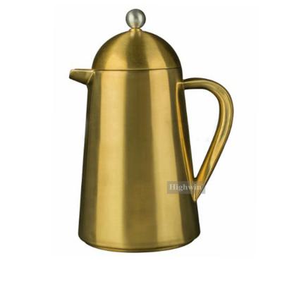 China Highwin Sustainable Factory Customized 34oz Stainless Steel Doule Wall Coffee Plunger Teapot Coffee Press for sale