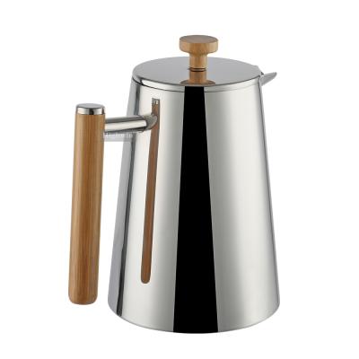 China Viable Factory Price Wholesales Lfgb Wooden Handle Double Wall Coffee Maker French Press for sale