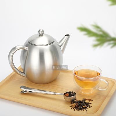 China Highwin Factory Directly Sales 1200ml Double Wall Stainless Steel Sustainable Teapot With Handle Covers Strainer for sale