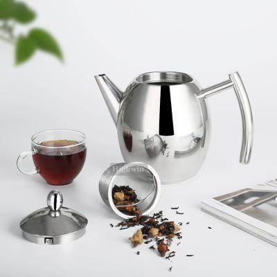 China Highwin Factory Sustainable Sales 1000ml Directly Double Wall Stainless Steel Teapot Set for sale