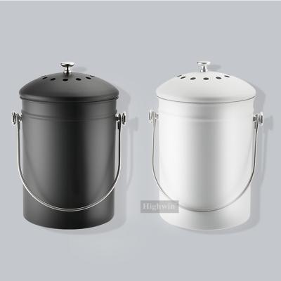 China 5 Liter Sustainable Wholesale Garden Or Home Indoor Powder Coated Galvanized Steel Countertop Kitchen Compost Bin for sale