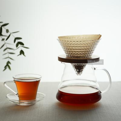 China Who respects the environment. Easy to Use Dripper Bamboo Coffee Maker Teapot Coffee Dripper Glass Brewer Highwin Factory Coffee Brewer Base for sale