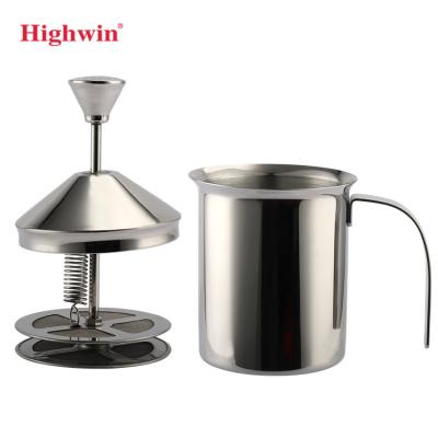 China Manual Cappuccino Latte Milk Frother Cup Customized By Highwin Viable Factory for sale