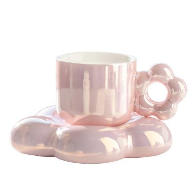 China Viable Bright Colorful Ceramic Tea Cup With Saucer Cup Set Creative Wedding Gift Box for sale