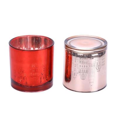 China Wholesale Home Decoration Tumbler Glass Jar Candle Jar With Gold Plating Inside Candle Glass Container With Gold For Scented Candle for sale