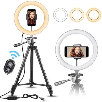 China Hot Sale PORTABLE Blue Tooth Remote Control Amazon Style Landing 10 Inches 26Cm Photography Ring Light Selfie Live Phone Light for sale