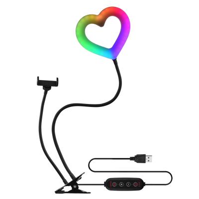 China PORTABLE Ring Lamp Heart Shaped Ring Light with Phone Holder for Studio Ringlight Lighting Youtube Fill Light Ring for sale