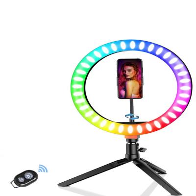 China PORTABLE Dreamy RGB Color Adjustable Ring Light Floor Lamp With Stand Lighting Live Stream /Makeup/YouTube Video for sale