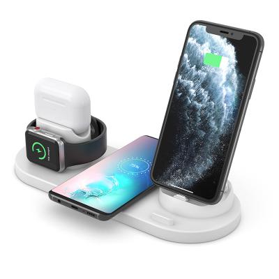 China Newest high speed wireless charger watch mobile phone headset 3 in 1 wholesale custom made 3 in 1 phone charger background wireless station for sale