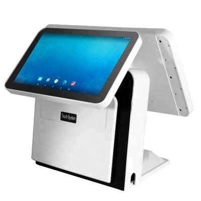 China Supermarket Grocery Store Cashier Counter All In One Computers Dual Screen Android POS System for sale