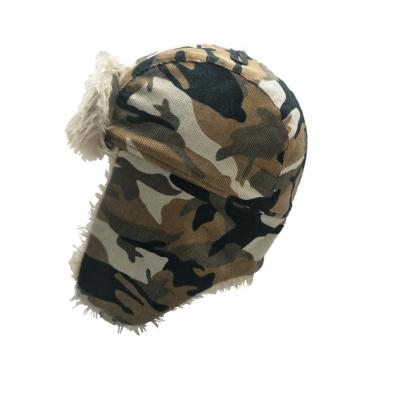 China JOINT Russian Style Earflap Faux Fur Lined Wool Knitted Winter Trapper Windproof Hat for sale