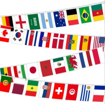 China Polyester Bar Fans Hanging Flags 2022 World Cup String Flags World Cup Top 32 String Flags for sale