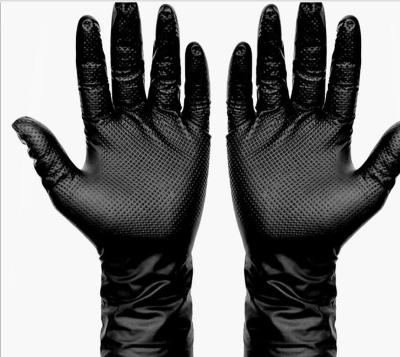 China Industrial Heavy Duty Nitrile / Vinyl Diamond Textured Black Advance Car Repair Mechanical Gloves for sale