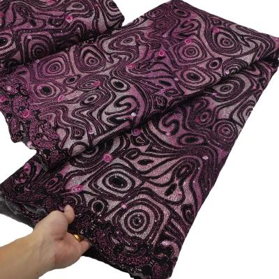 China Nice flocking velvet lace african lace fabric Ghana dress  for wedding/party for sale