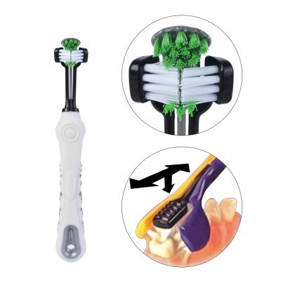 China Dog Pet Toothbrush Bad Breath Tartar Viable Three Sided Teeth Care Cat Dog Tooth Cleaning Brush Gently for sale