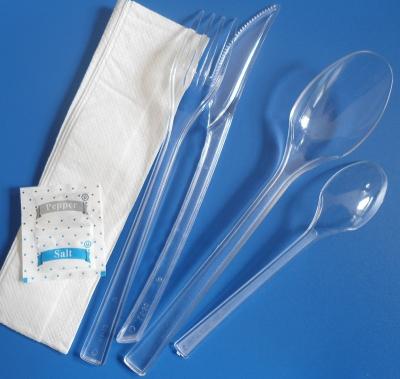 China Disposable 2-in-1 Travel or Restaurant Use Cutlery Kits and Sets Including Knife and Fork Napkin for sale