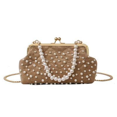 China Other Pearl Decorate Women's Rhinestone Flower Purse Chain Hand Straddle Lady Bags Evening Clutch Bag Clutch for sale