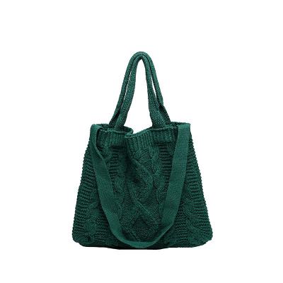 China Large capacity portable hot sale RTS knitting women's handbag RTS handwoven lady's fashion tote bag single-shoulder bag for sale